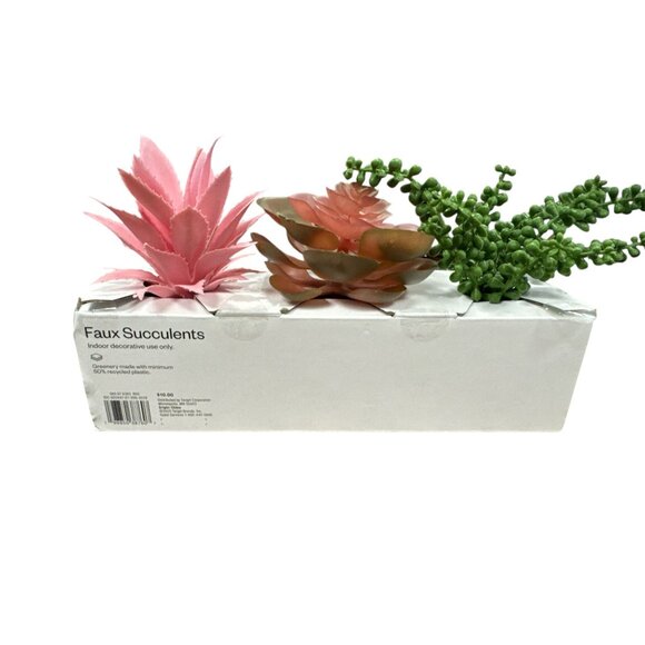 2pcs-ROOM ESSENTIALS Faux Succulents Artificial Plants Pink 3 pack - Picture 5 of 9